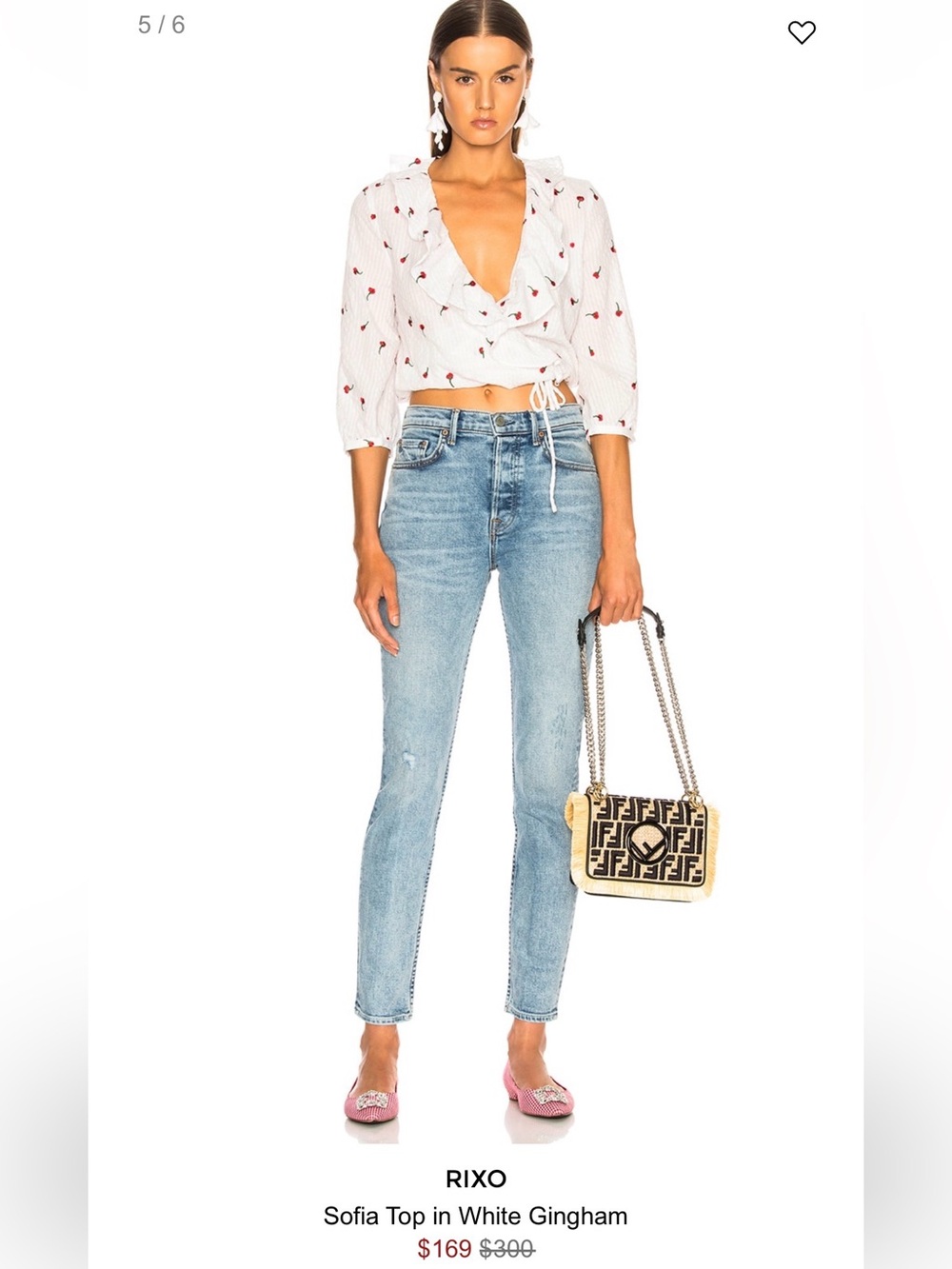 RIXO LONDON Sofia ruffle floral wrap top